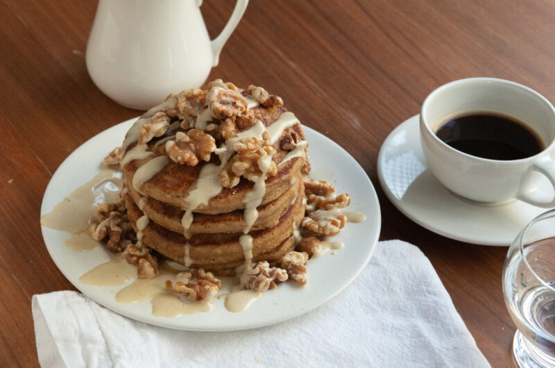 Coffee Walnut Cashew Pancakes⁣