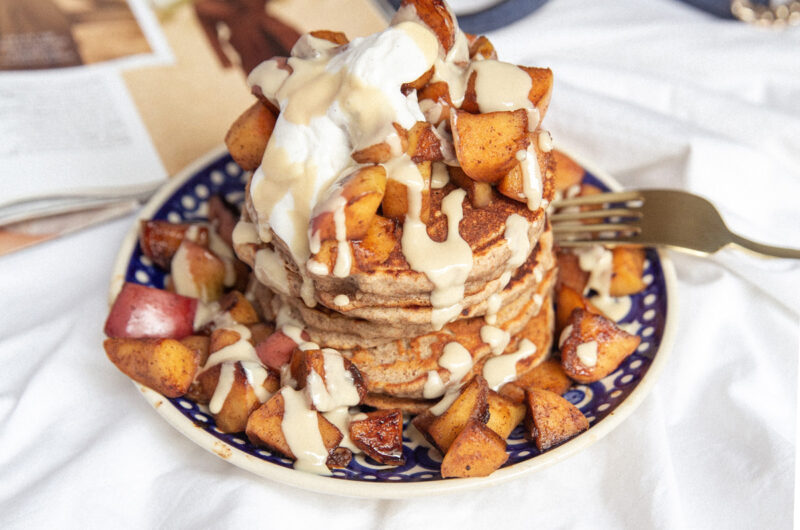 Fluffy Apple & Tahini Pancakes⁣