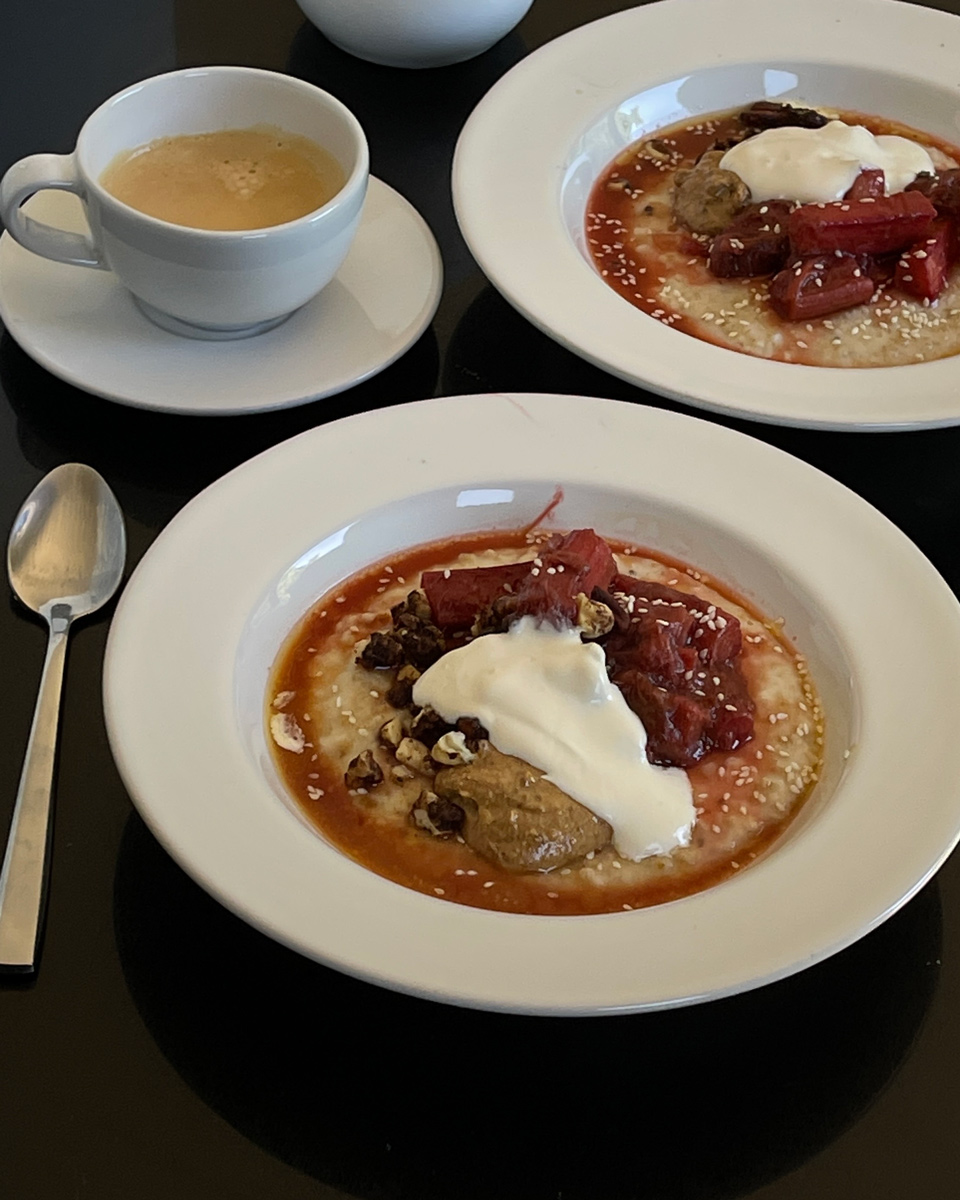 rhubarb oatmeal bowl